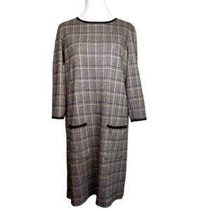 Max Studio Dress Womens Size S Brown Plaid Sheath Career Dark Academia